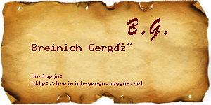 Breinich Gergő névjegykártya